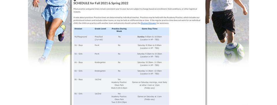 Looking for our Schedule?